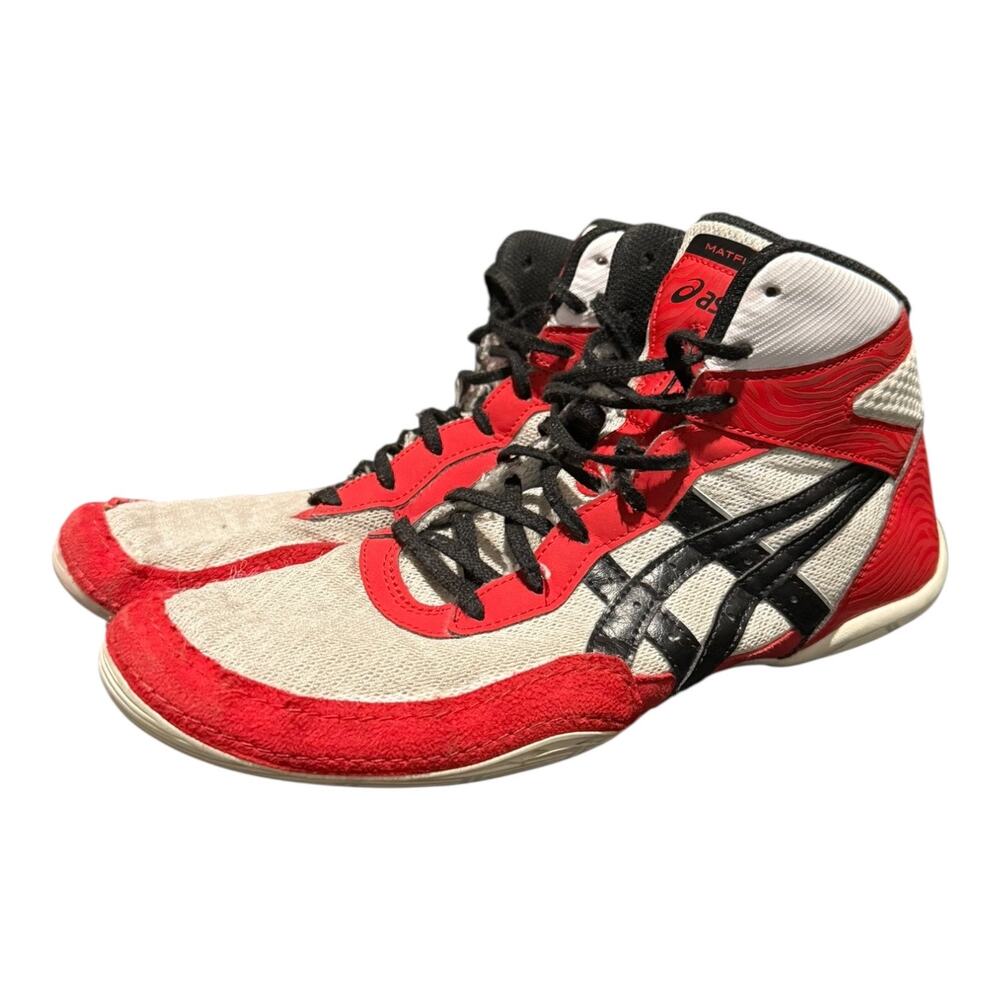 ASICS Wrestling Shoes Mens 10 Red Black White Matflex Snapdown Lightweight
